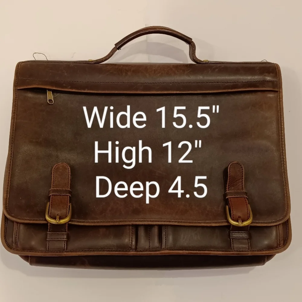 All Leather Distressed Briefcase Portfolio Brown
